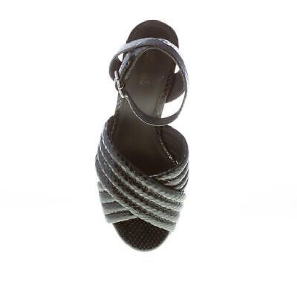 MICHAEL KORS women shoes Royce Platform black reptile embossed leather sandal 9M - Picture 4 of 9